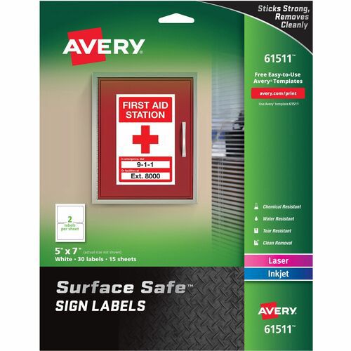 LABEL,SS SIGN,5X7,30PK,WH